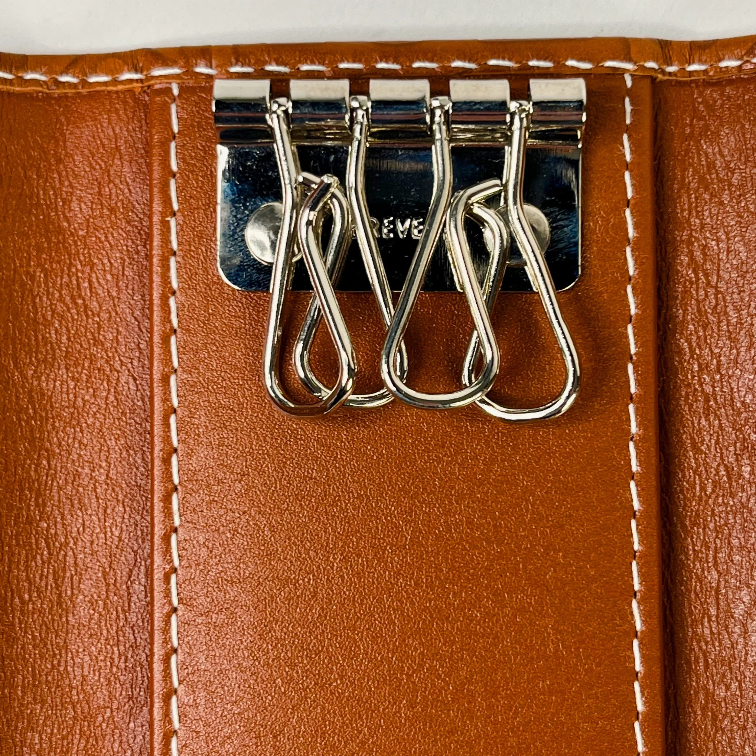Rolex Brown Embossed Leather Key Holder with Crown Motif & Snap